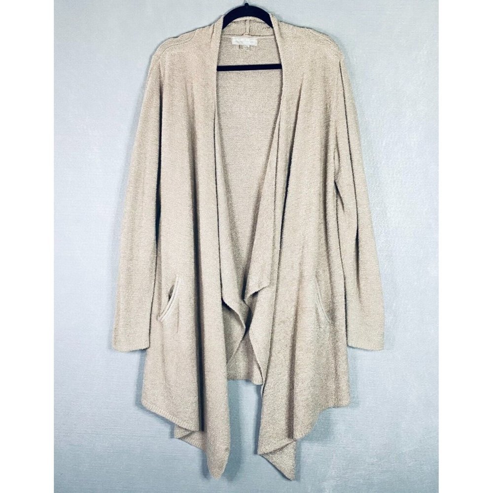Barefoot Dreams Womens Sweater L/XL Blush Bamboo CozyChic Open Cardigan
